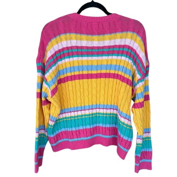 BiBi Colorful Vibrant Striped Women's Sweater. Size Large. 100% Cotton. Spring - Picture 4 of 9